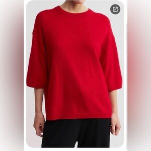 Tibi Vibrant Red Cashmere Crewneck Sweater xxs